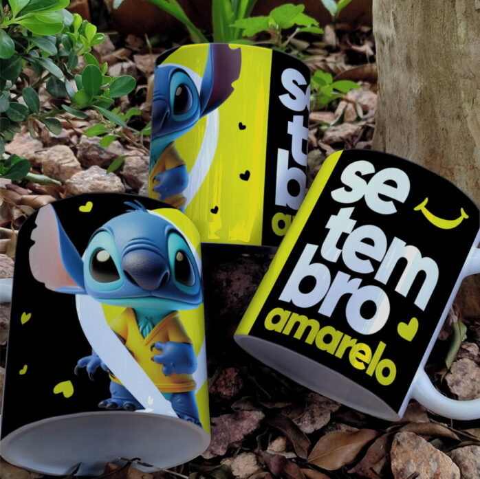 Artes Canecas Setembro Amarelo Stitch