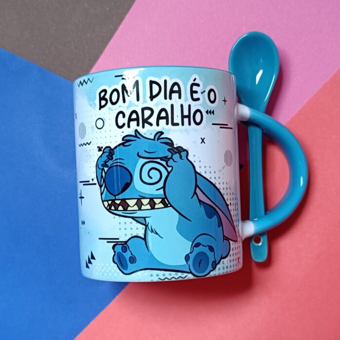 Artes Canecas Stitch Cansado - Png
