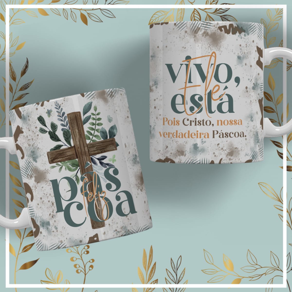 Arte Caneca Verdadeira Páscoa Aquarela Sublimação 4 Arte Caneca Verdadeira Páscoa Aquarela Sublimação - Imagem 4