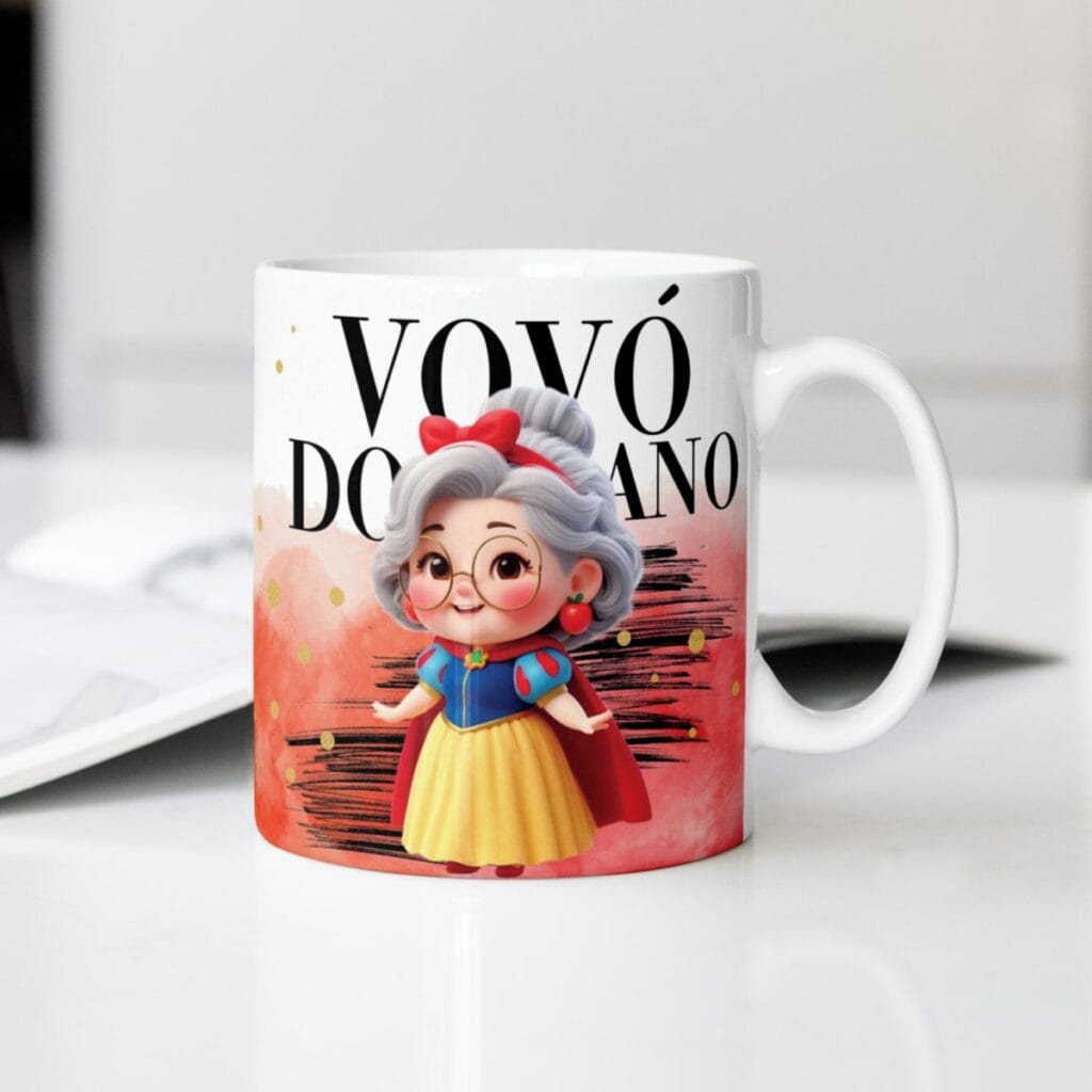 Artes Canecas Vovó Princesa PNG e Corel 12 Modelos