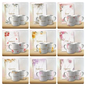 Artes de Alfabeto Floral para Canecas - Pacote com 53