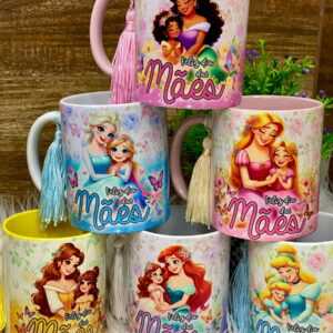 Artes Digitais Caneca Dia das Mães com Princesas 10 Artes Digitais Caneca Dia das Mães com Princesas