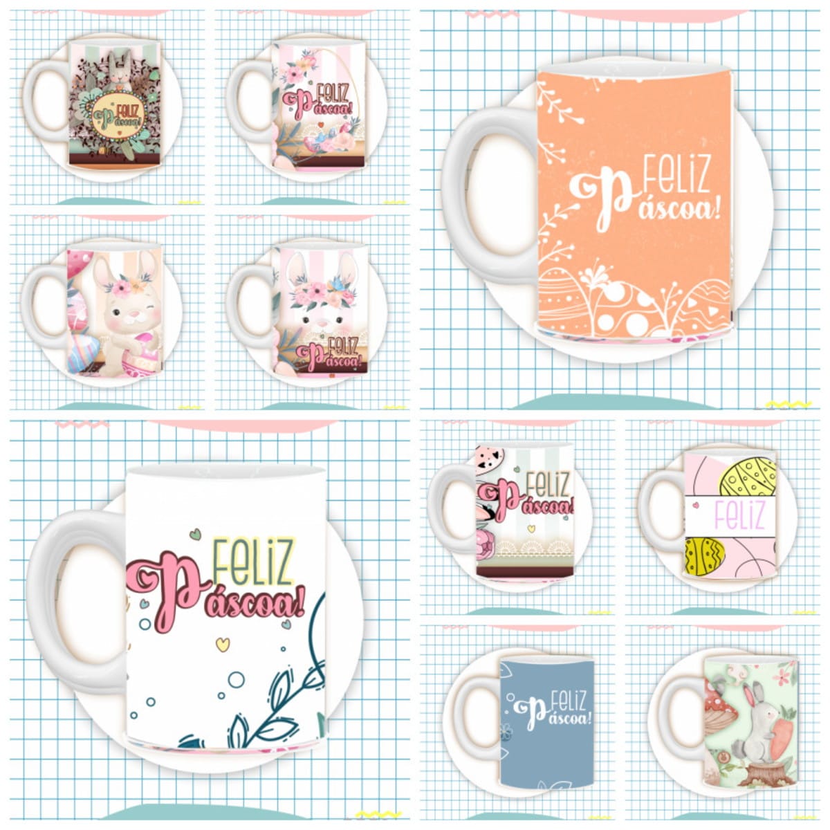 Artes Digitais para Caneca de Páscoa com Sublimação 1 Artes Digitais para Caneca de Páscoa com Sublimação