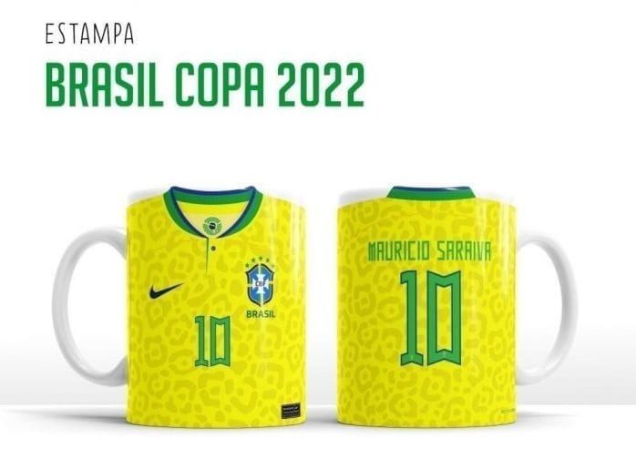 Artes Fabricação Caneca Seleção Brasil Copa Mundo Qatar 2022