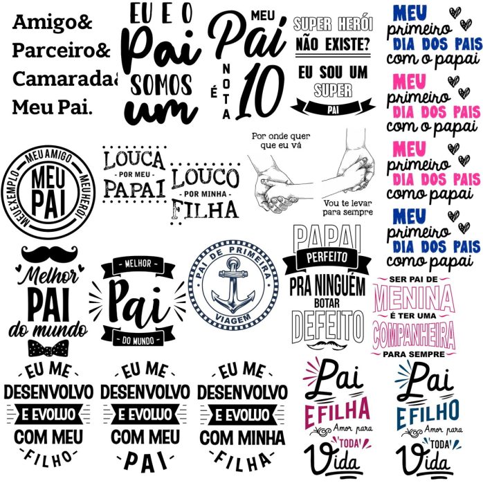 Artes Prontas Frases Vetores Png Lettering Dia Dos Pais