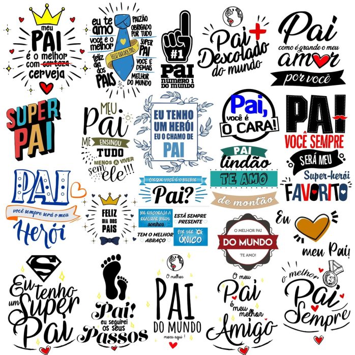 Artes Prontas Frases Vetores Png Lettering Dia Dos Pais