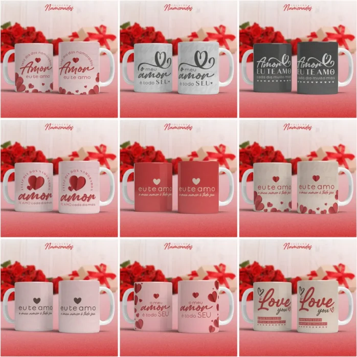 Artes Prontas para Canecas e Camisas - Amor e Carinho