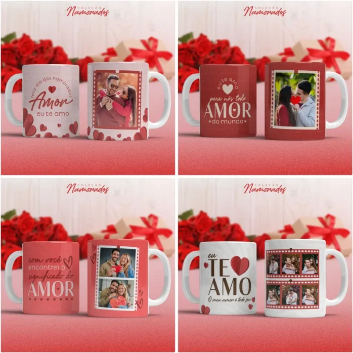 Artes Prontas para Canecas e Camisas - Amor e Carinho