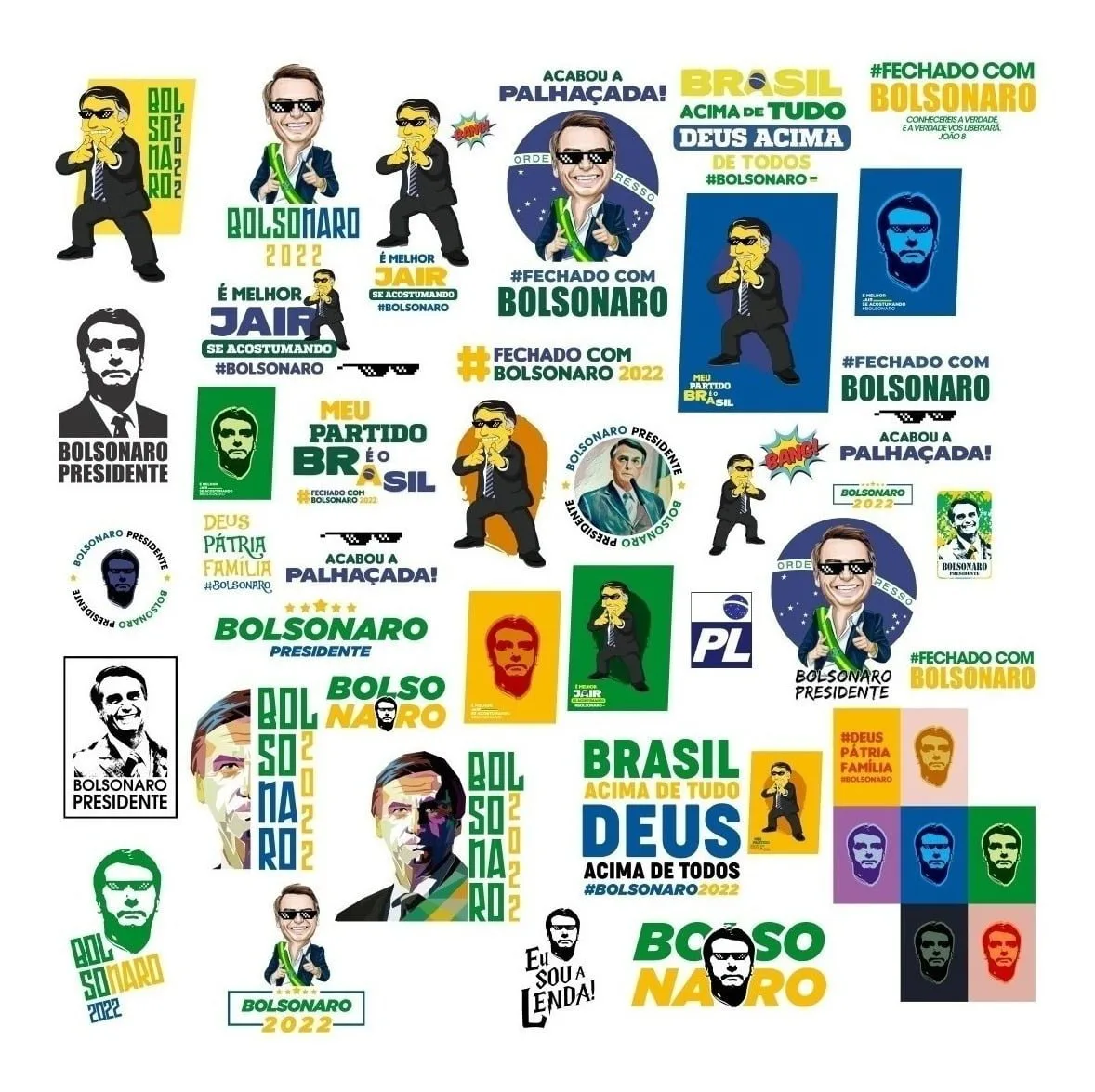 Artes Sublimação Bolsonaro Ciro Lula Candidatos Eleição 2022 2 Coleção de adesivos digitais variados com ilustrações e frases políticas