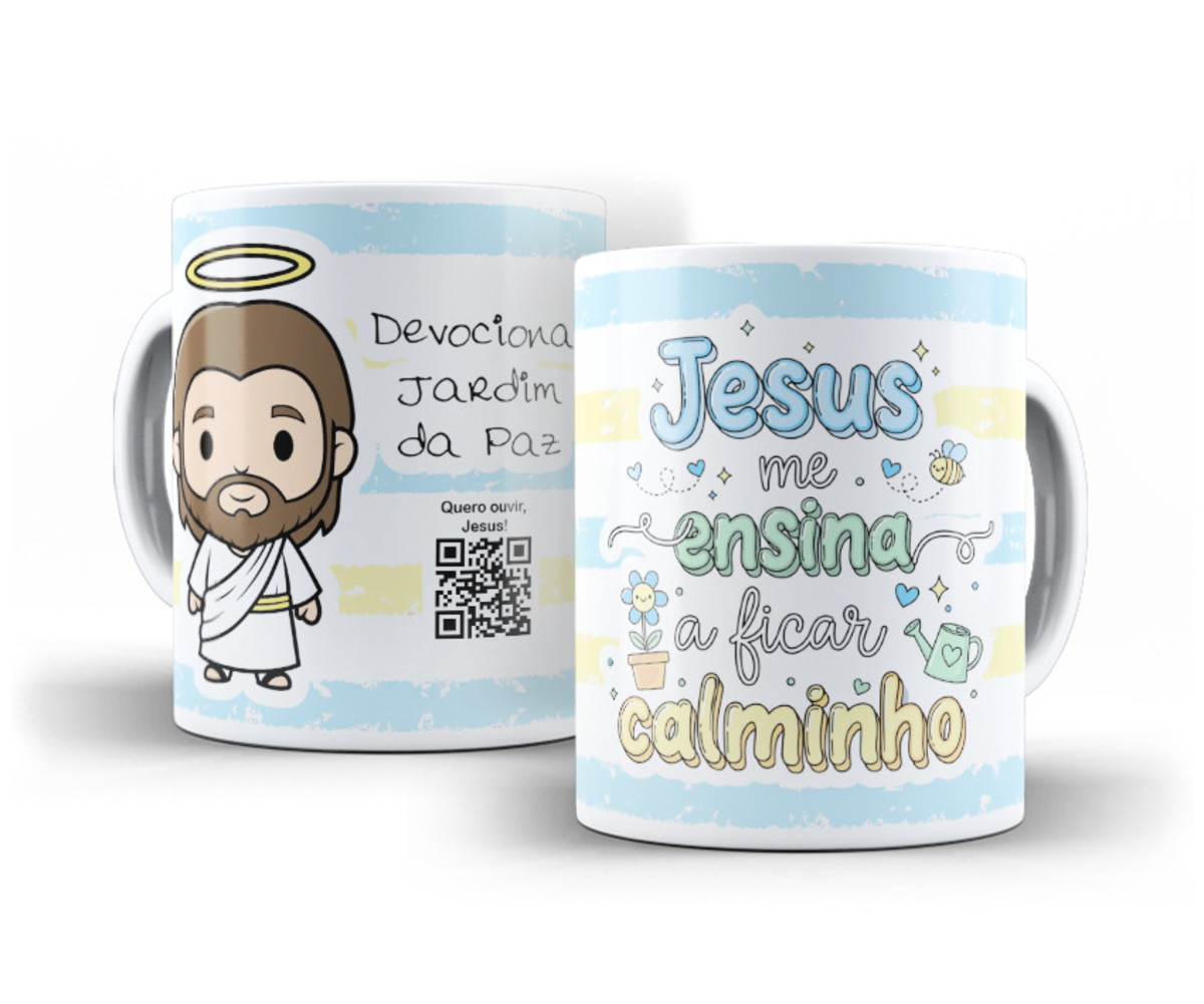 Artes Sublimação Caneca Kids Religiosa com Jesus e Jardim 1 Artes Sublimação Caneca Kids Religiosa com Jesus e Jardim