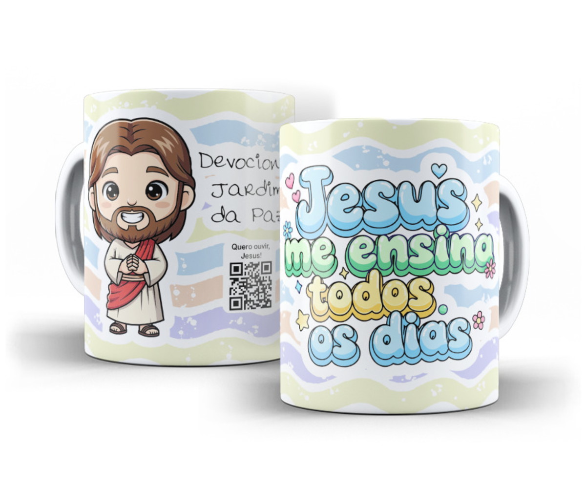 Artes Sublimação Caneca Kids Religiosa com Jesus e Jardim 2 Artes Sublimação Caneca Kids Religiosa com Jesus e Jardim - Imagem 2