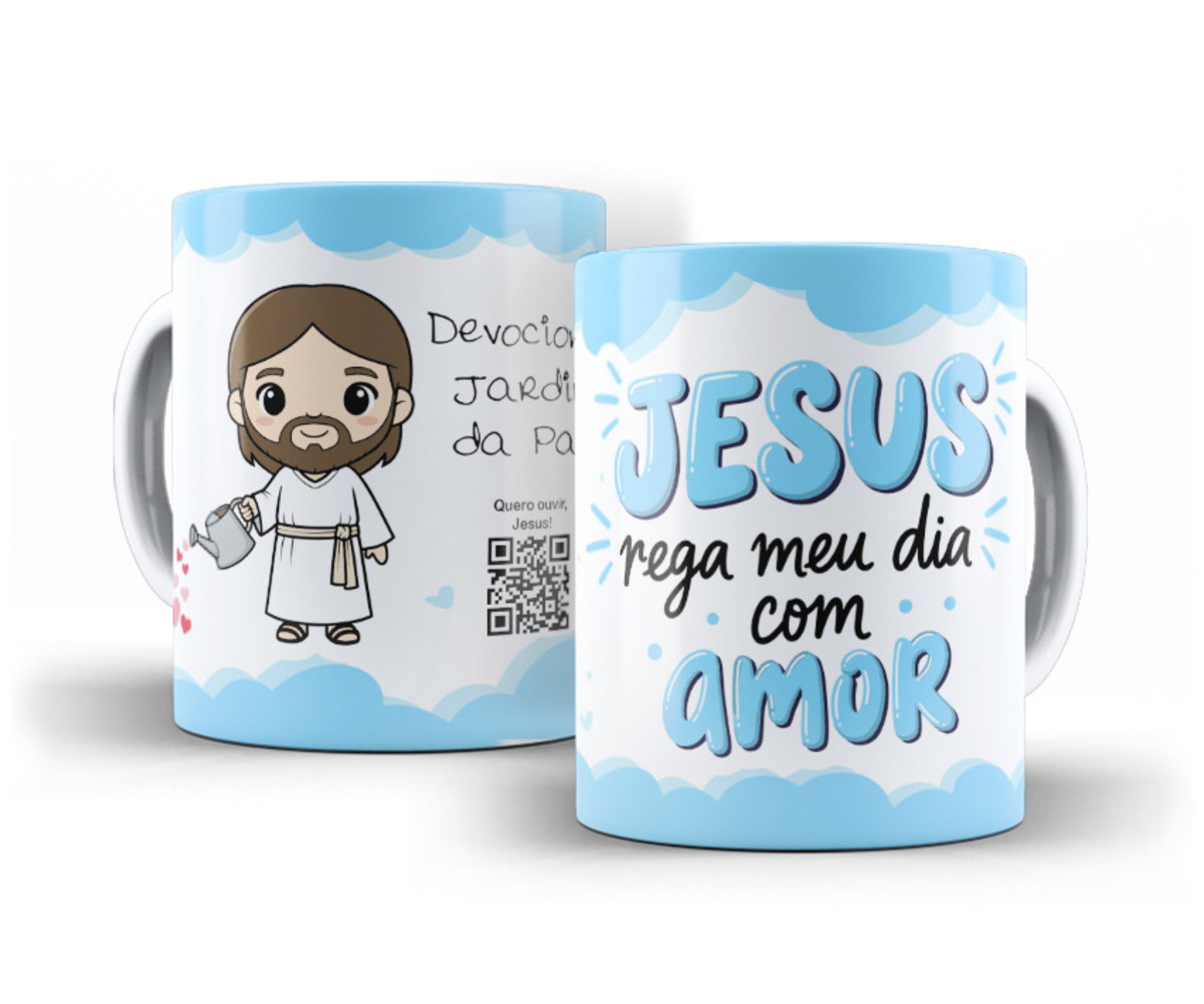 Artes Sublimação Caneca Kids Religiosa com Jesus e Jardim 3 Artes Sublimação Caneca Kids Religiosa com Jesus e Jardim - Imagem 3