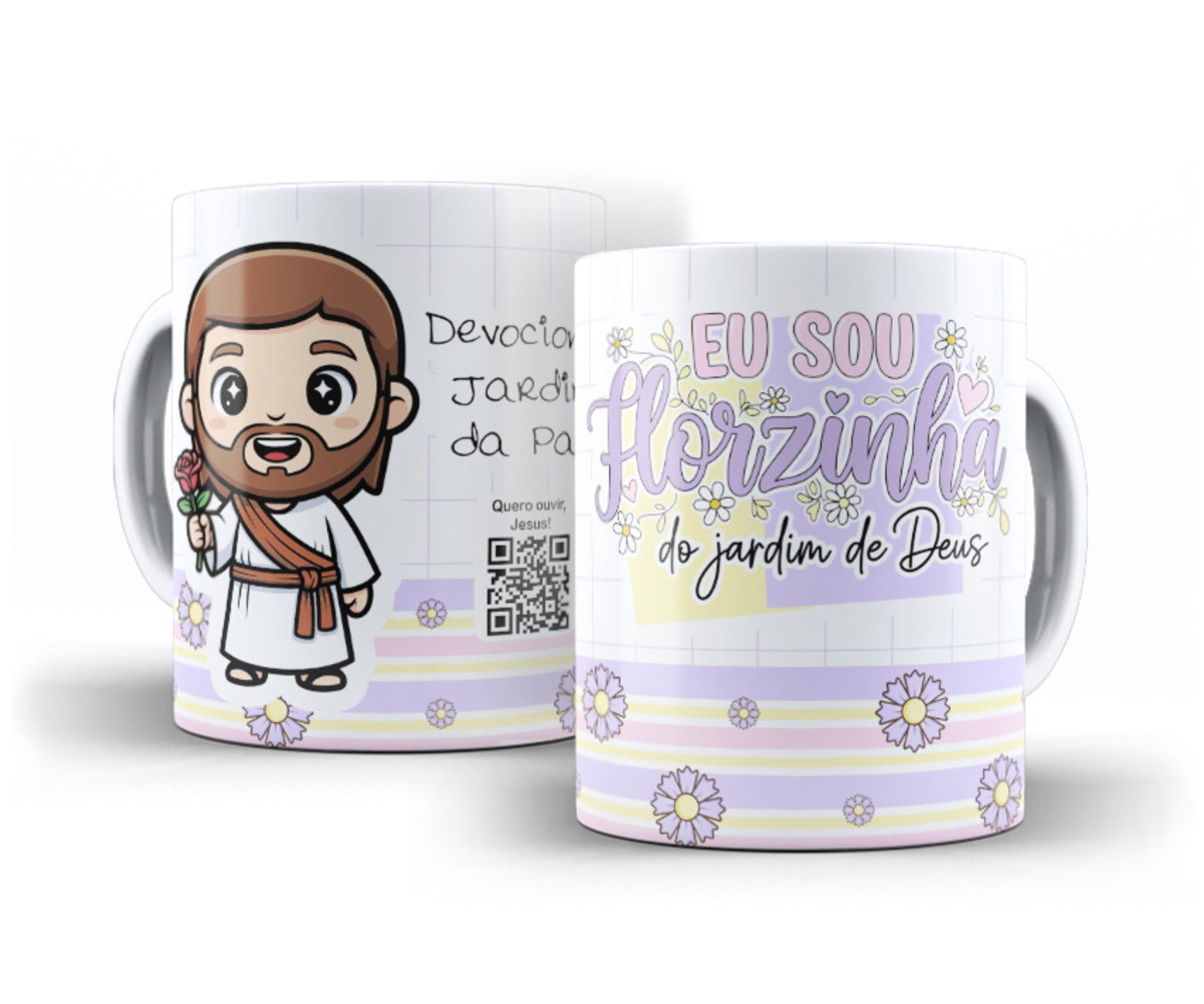Artes Sublimação Caneca Kids Religiosa com Jesus e Jardim 4 Artes Sublimação Caneca Kids Religiosa com Jesus e Jardim - Imagem 4
