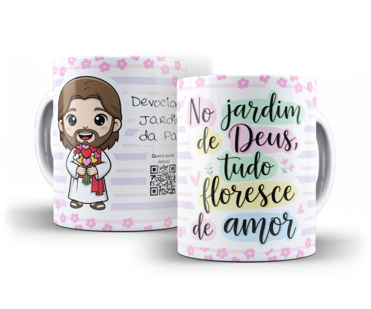 Artes Sublimação Caneca Kids Religiosa com Jesus e Jardim 5 Artes Sublimação Caneca Kids Religiosa com Jesus e Jardim - Imagem 5