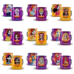 Artes Sublimação Caneca Princesas Disney Halloween Photoshop