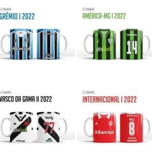 Artes Sublimação Canecas Times Futebol Tema Camisetas
