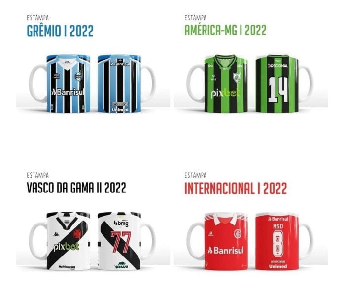 Artes Sublimação Canecas Times Futebol Tema Camisetas