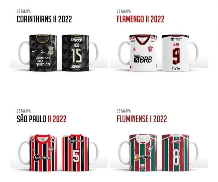 Artes Sublimação Canecas Times Futebol Tema Camisetas