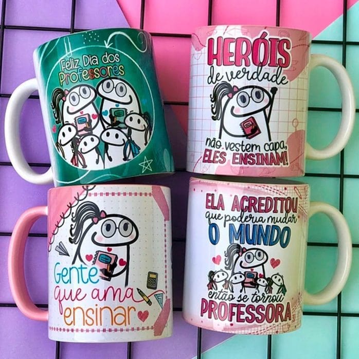 Artes Sublimação Flork Dia Professores Canexa Camisa Azulejo