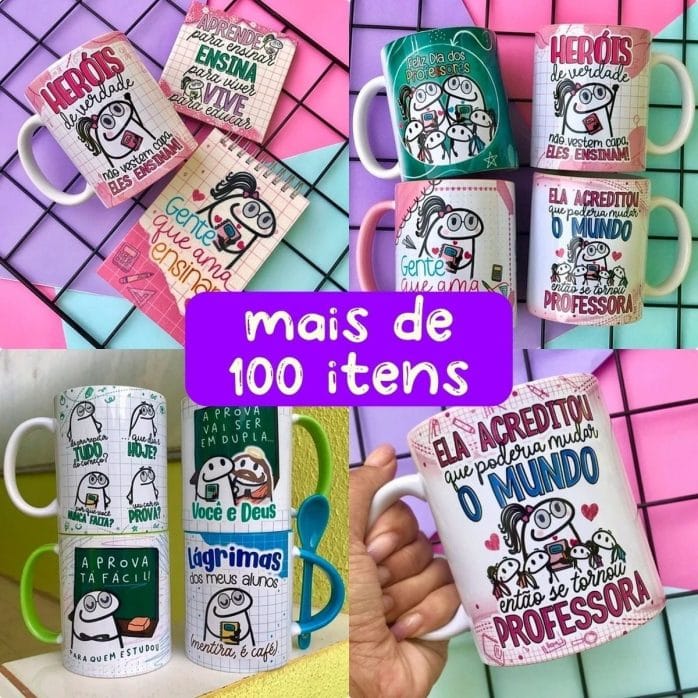 Artes Sublimação Flork Dia Professores Canexa Camisa Azulejo