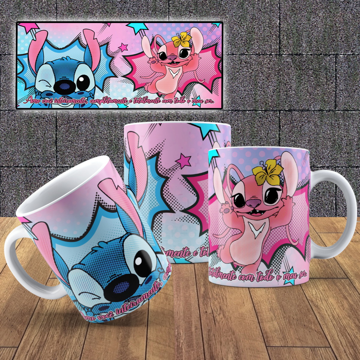 Artes PNG Stitch e Angel para Sublimação Dia dos Namorados 1 Artes PNG Stitch e Angel para Sublimação Dia dos Namorados