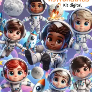 Astronauta 3D Kit Digital em PNG - Decoração Criativa