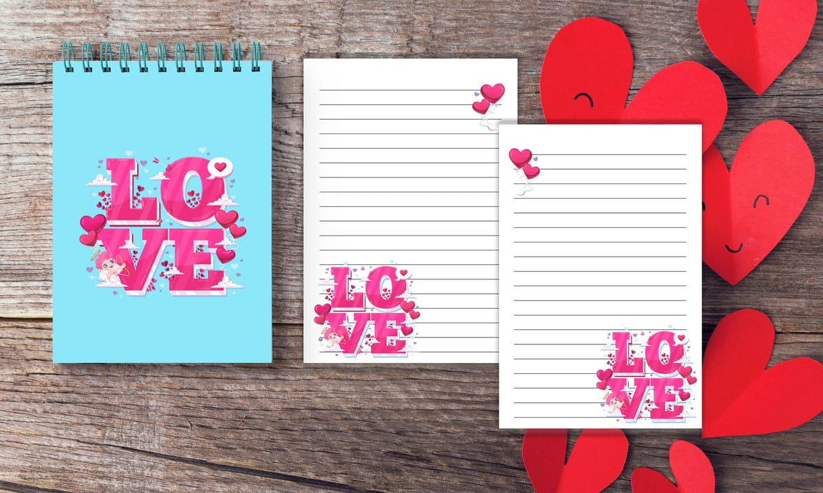 Bloco Love Arquivo Digital para Papelaria Personalizada 1 Bloco Love Arquivo Digital para Papelaria Personalizada