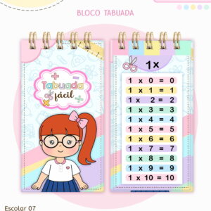 bloco tabuada escolar menina arquivo digital