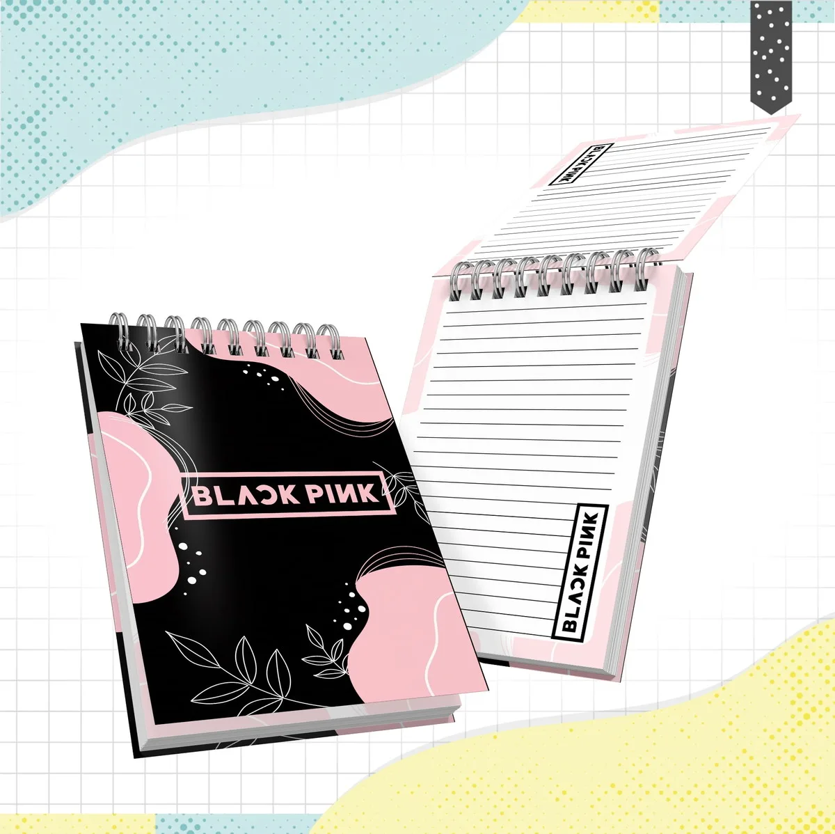Bloquinho A6 Black Pink Digital para Scrapbooking 1 Bloquinho A6 Black Pink Digital para Scrapbooking