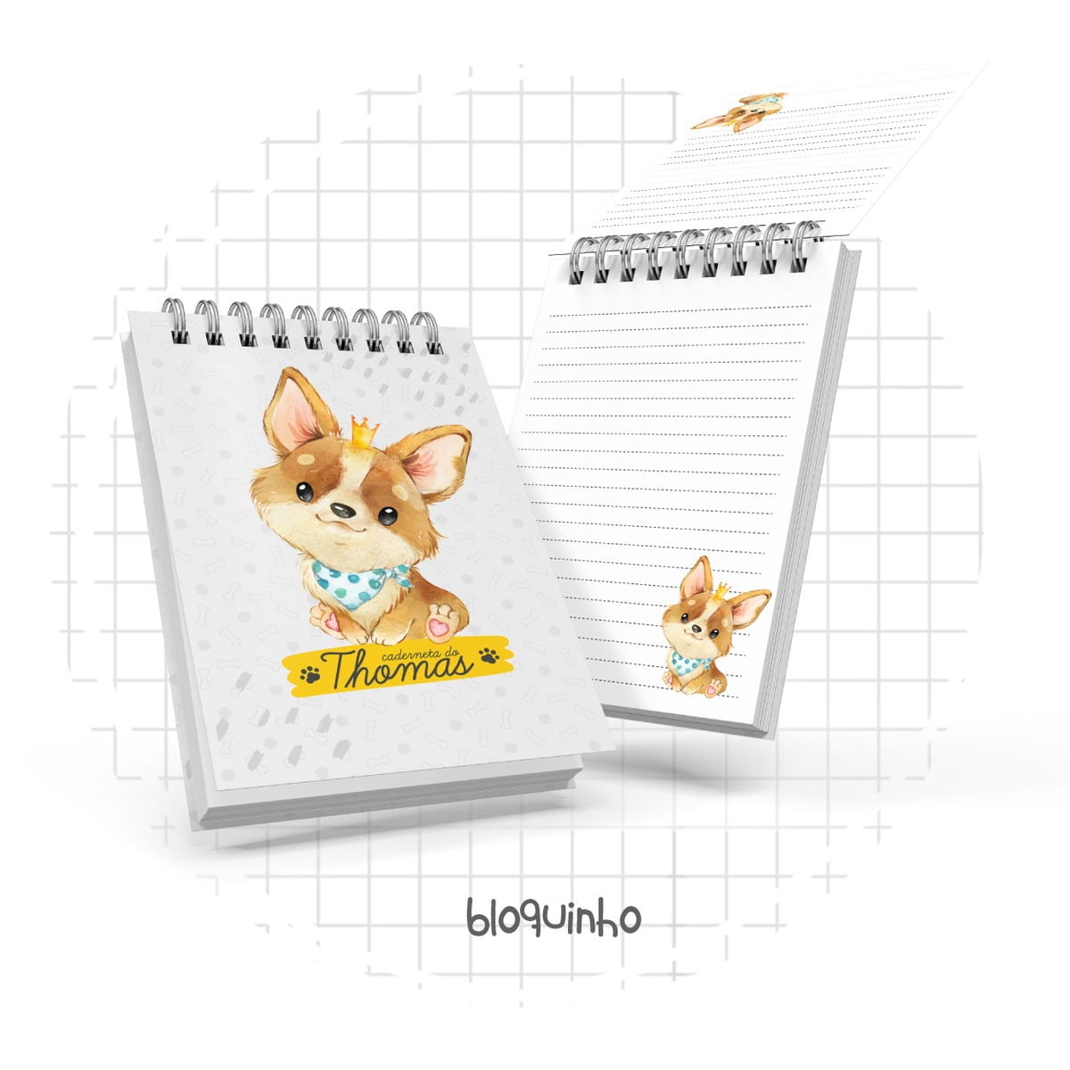 Bloquinho A6 Cachorrinho Cute Arquivo Digital para Personalizar 1 Bloquinho A6 Cachorrinho Cute Arquivo Digital para Personalizar