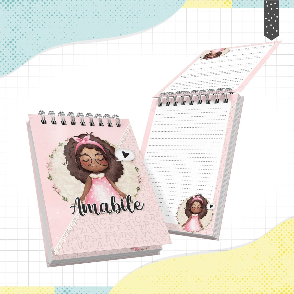 Bloquinho A6 Menina Negra Digital Personalizável 1 Bloquinho A6 Menina Negra Digital Personalizável
