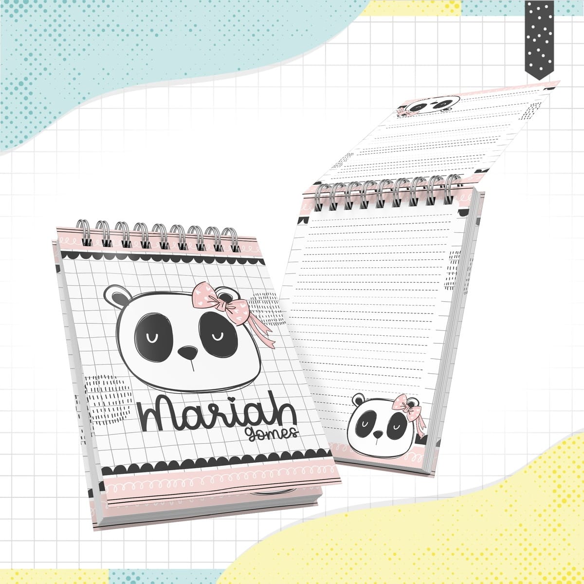 Bloquinho A6 Panda Menina Arquivo Digital Personalizável 1 Bloquinho A6 Panda Menina Arquivo Digital Personalizável