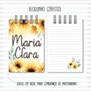 Bloquinho Anotações Girassol 12 Bloquinho Anotações Girassol