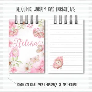 Bloquinho Anotações Jardim Borboletas 10 Bloquinho Anotações Jardim Borboletas