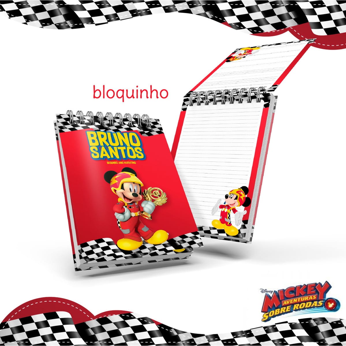 Kit Digital Bloquinho Mickey para Scrapbooking e Papelaria 1 Kit Digital Bloquinho Mickey para Scrapbooking e Papelaria