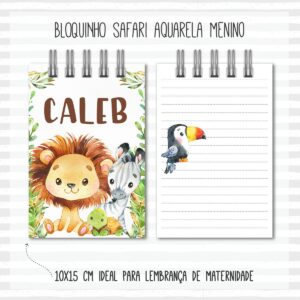 Bloquinho Anotações Safari Aquarela Menino
