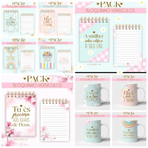 Kit Digital Bloquinhos Versículos para Papelaria e Canecas 9 bloquinhos versiculos arquivo digital 5