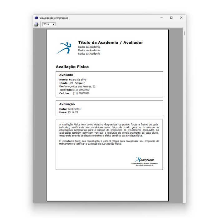 Body Move Software Academia Avaliação Física Instrutor