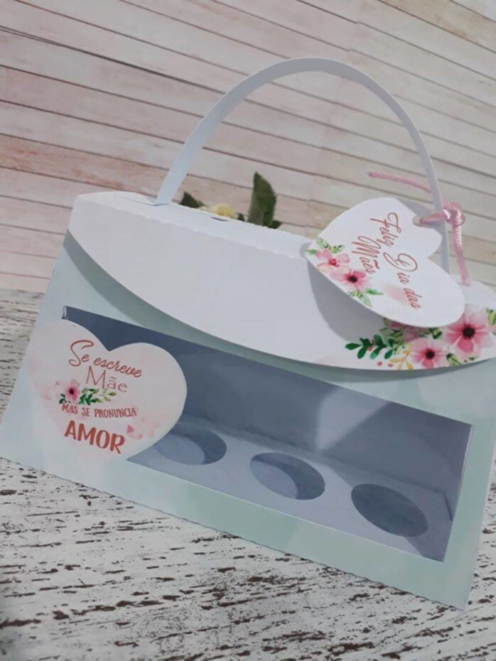 Bolsinha para 4 doces Dia das Mães - Arquivo de Corte