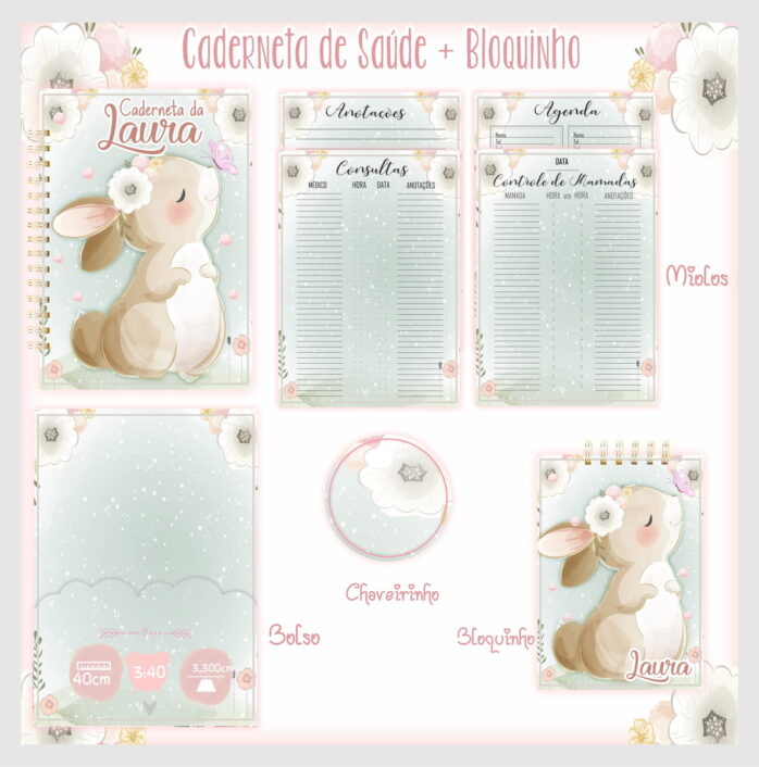 Caderneta de Saúde + Bloquinho Coelha