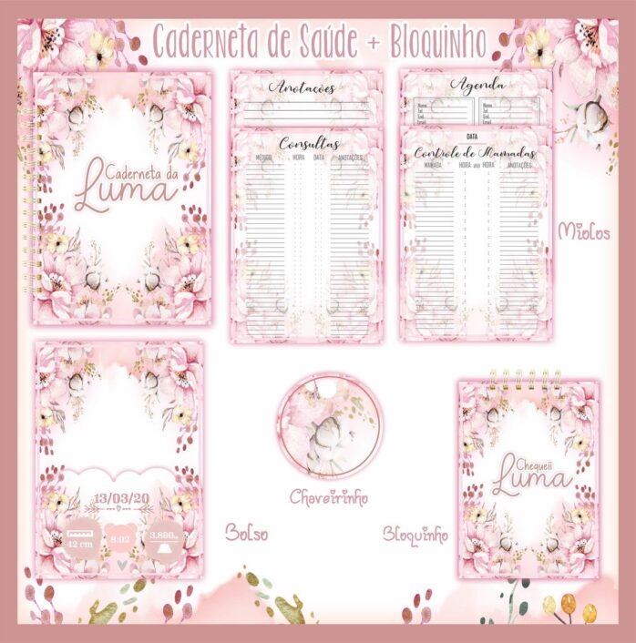 Caderneta de Saúde + Bloquinho Floral 1