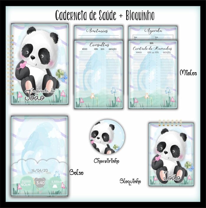 Caderneta de Saúde + Bloquinho Panda