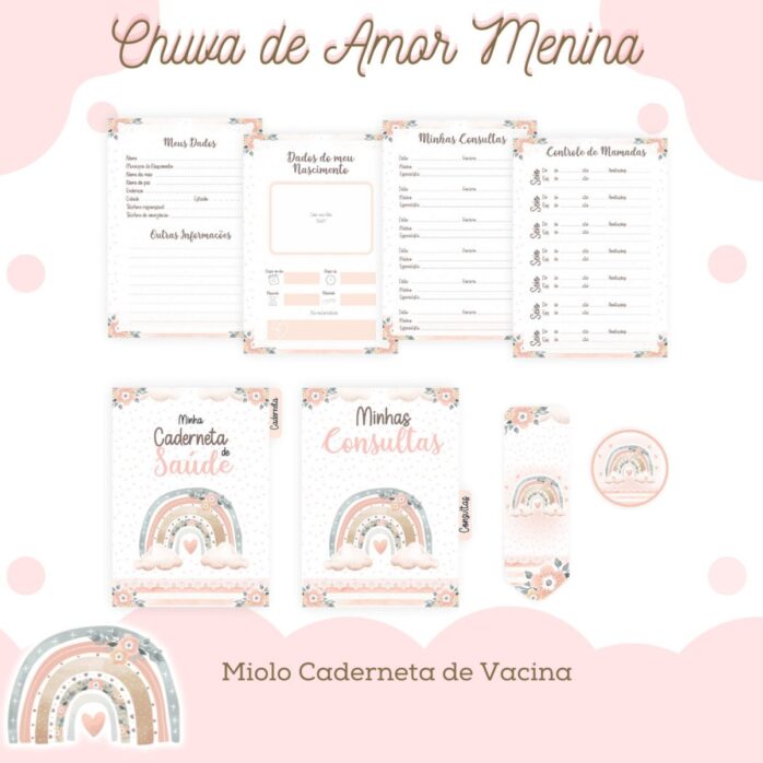 Caderneta de Saúde Chuva de Amor Menina