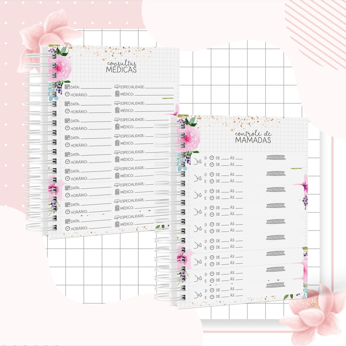 Caderneta de Saúde Floral para Personalizar e Imprimir 4 Caderneta de Saúde Floral para Personalizar e Imprimir - Imagem 4