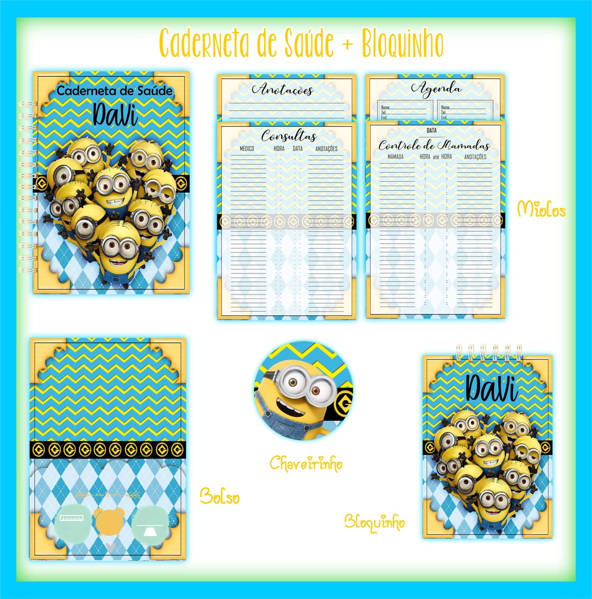 Caderneta de Saúde Minions Personalizada em PDF 1 Caderneta de Saúde Minions Personalizada em PDF