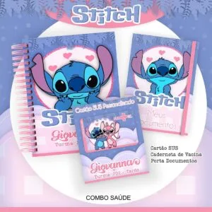 Cadernos e acessórios azuis personalizados com ilustração de personagem de desenho animado.