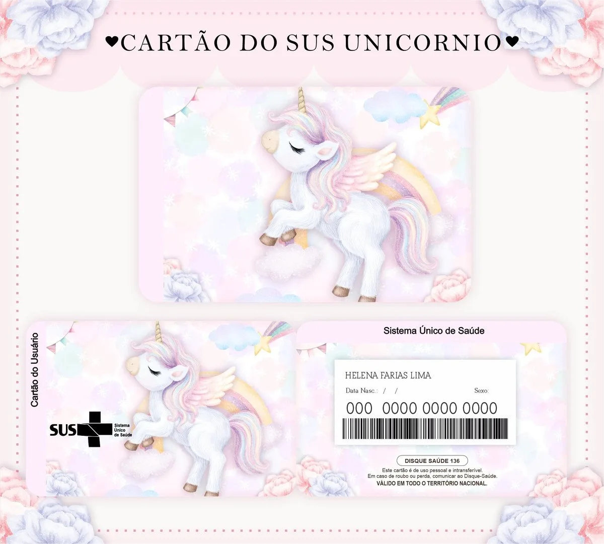 Caderneta de Saúde Unicórnio Candy 4 Caderneta de Saúde Unicórnio Candy