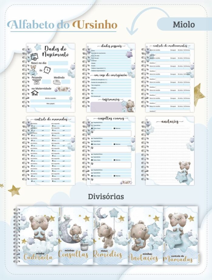 Caderneta de Vacina Alfabeto Ursinho