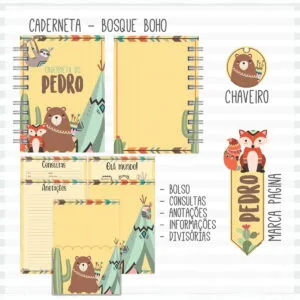 Caderneta de Vacina Animais Boho Menino