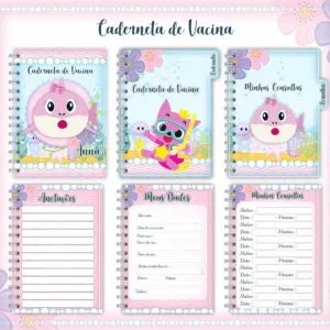 Caderneta de Vacina Baby Shark Menina 9 Caderneta de Vacina Baby Shark Menina